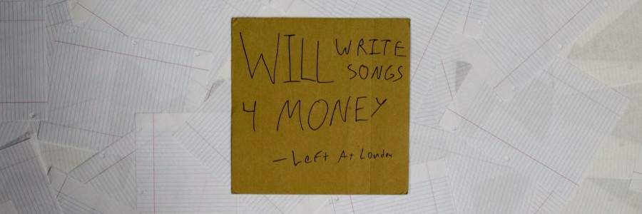 Puff’s  handmade album cover for Left At London’s newest album “Will Write Songs For Money.” Puff uses singular they/them pronouns.