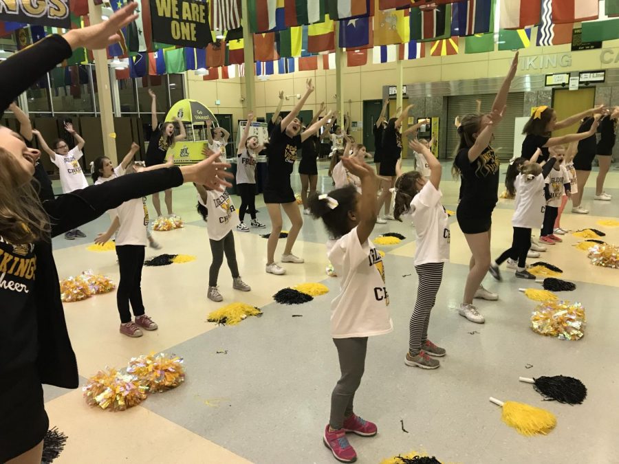 The Lil’ Viks work on their routine on Wednesday, two days before their show. There are two Lil’ Viks camps each year, open to students in pre-K to sixth grade. 