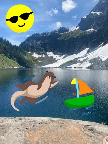 Three options for spring break: Lake Serene, the Seattle Aquarium, and a boat ride! Photo and art by Gloria Shen.