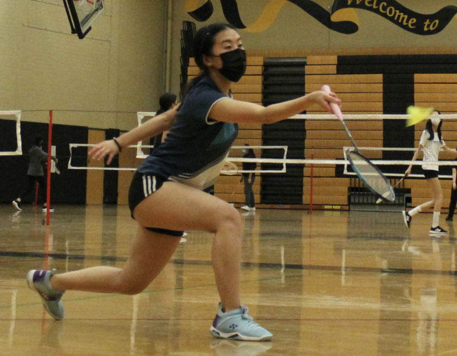 Sophomore Leanna Marukyan practices a forehand stroke on March 4.