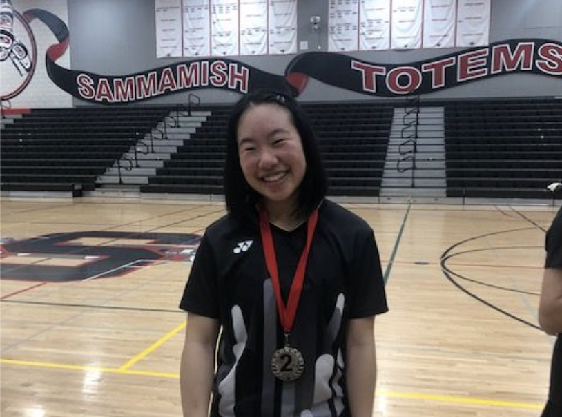 Junior captain of the girl’s badminton team Kat Zuo wins second place at the 2022 KingCo tournament. 
