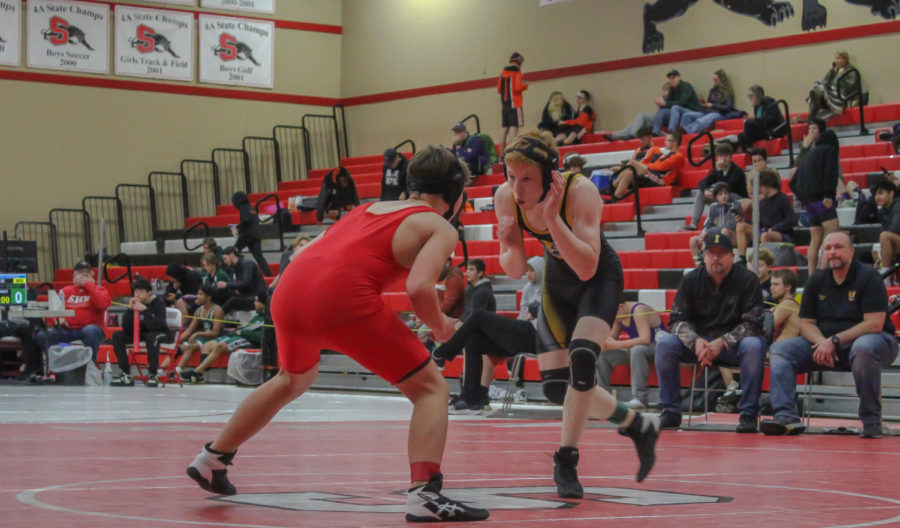 Ellis Toombs squares up during his match in the Tournament at Snohomish High School