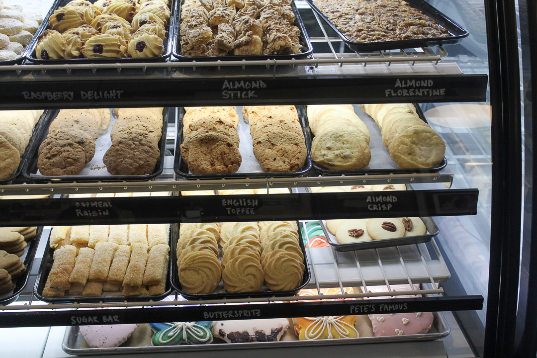 Hillcrest Bakery’s display of pastries and cookies. 