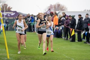 Stewart leads a group of runners at the cross country state championships on Nov. 9.