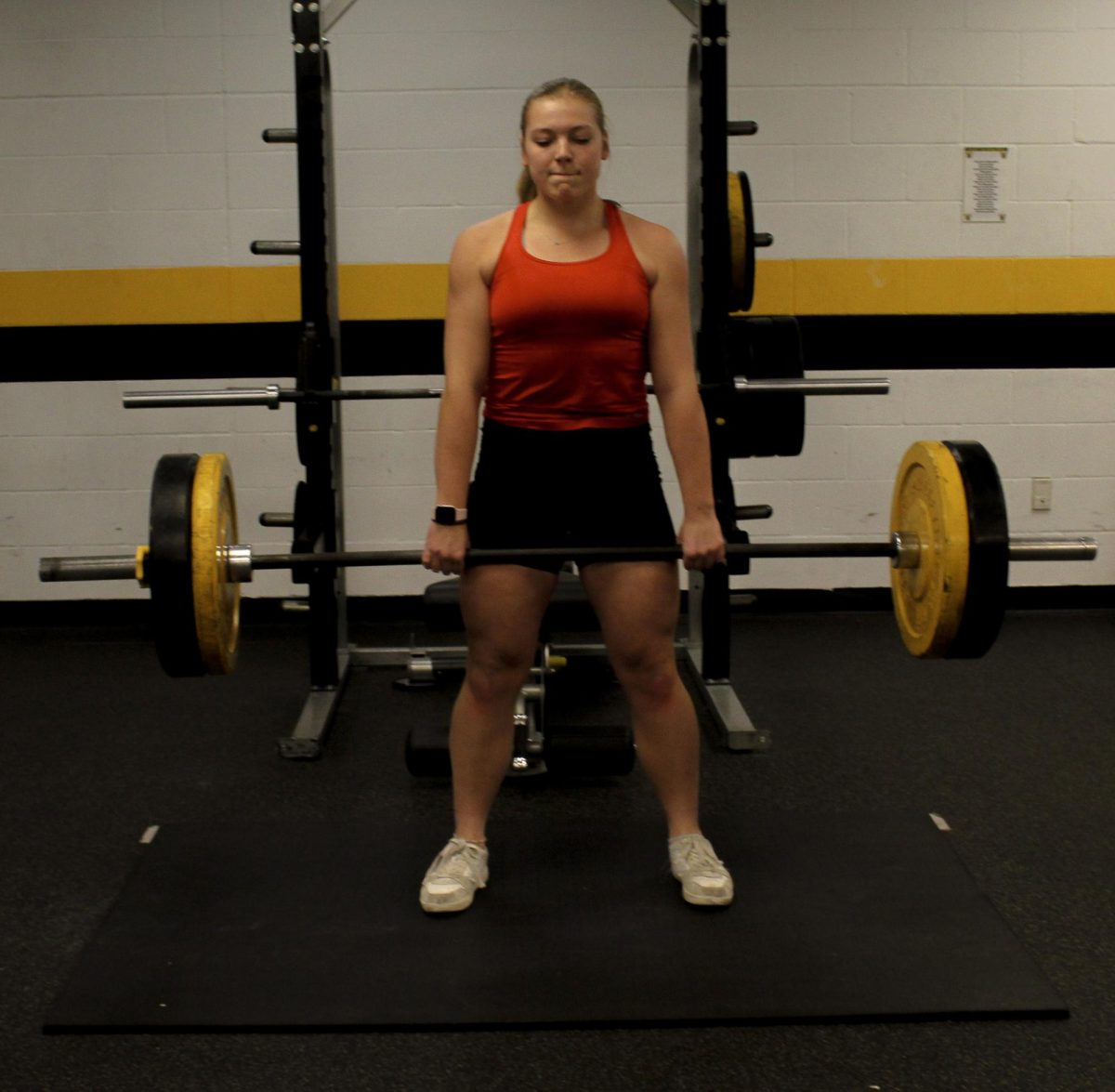 Vince deadlifts while working out with the crew team in the Inglemoor weight room.