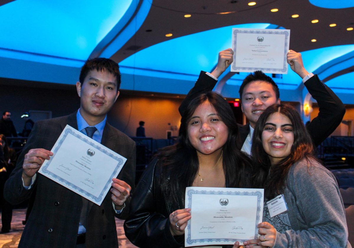 Seniors Andrew Shi and Christopher Cao and juniors Elaina Dumaliang and Arushi Keshwani all won awards in the Grand National Assembly of Türkiye, the International Court of Justice and the Commission on the Status of Women, respectively.