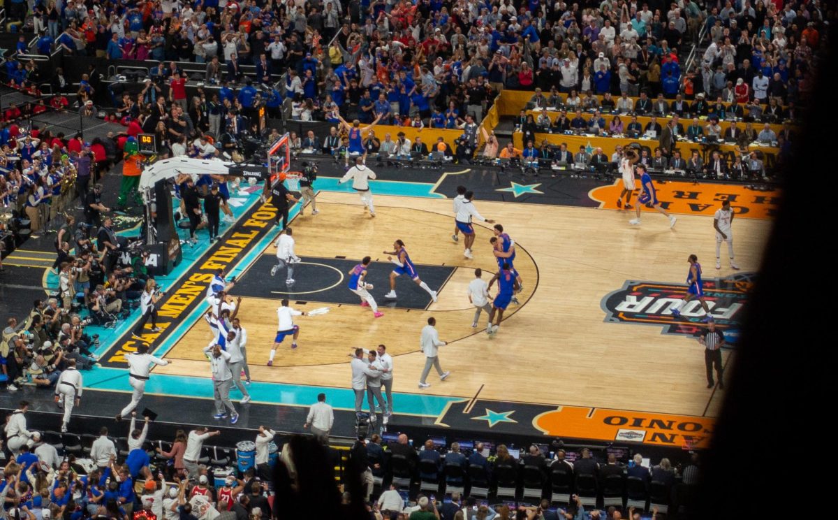 In the seconds after the buzzer, the Florida players rush around the court and embrace each other as they realize they're about to be the 2025 NCAA Men's National Champions.
