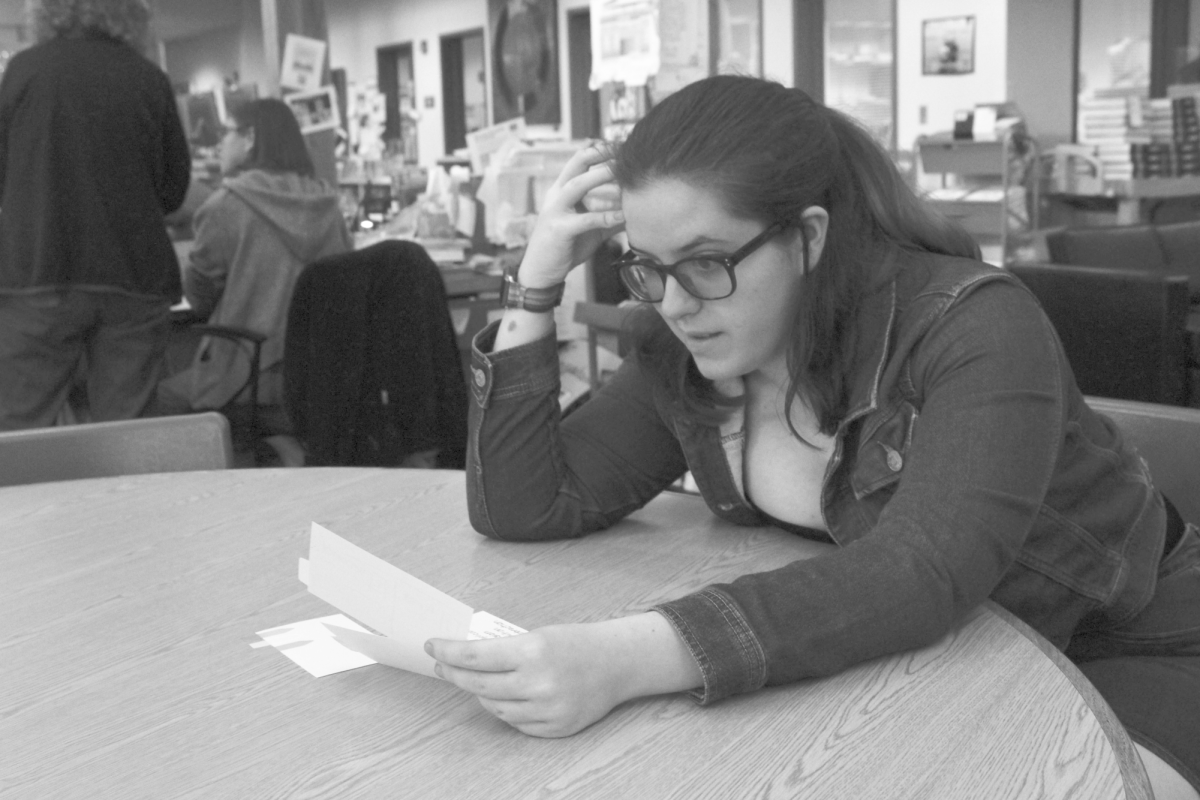 Antrobus studies using flashcards, one of the many study methods they use.
