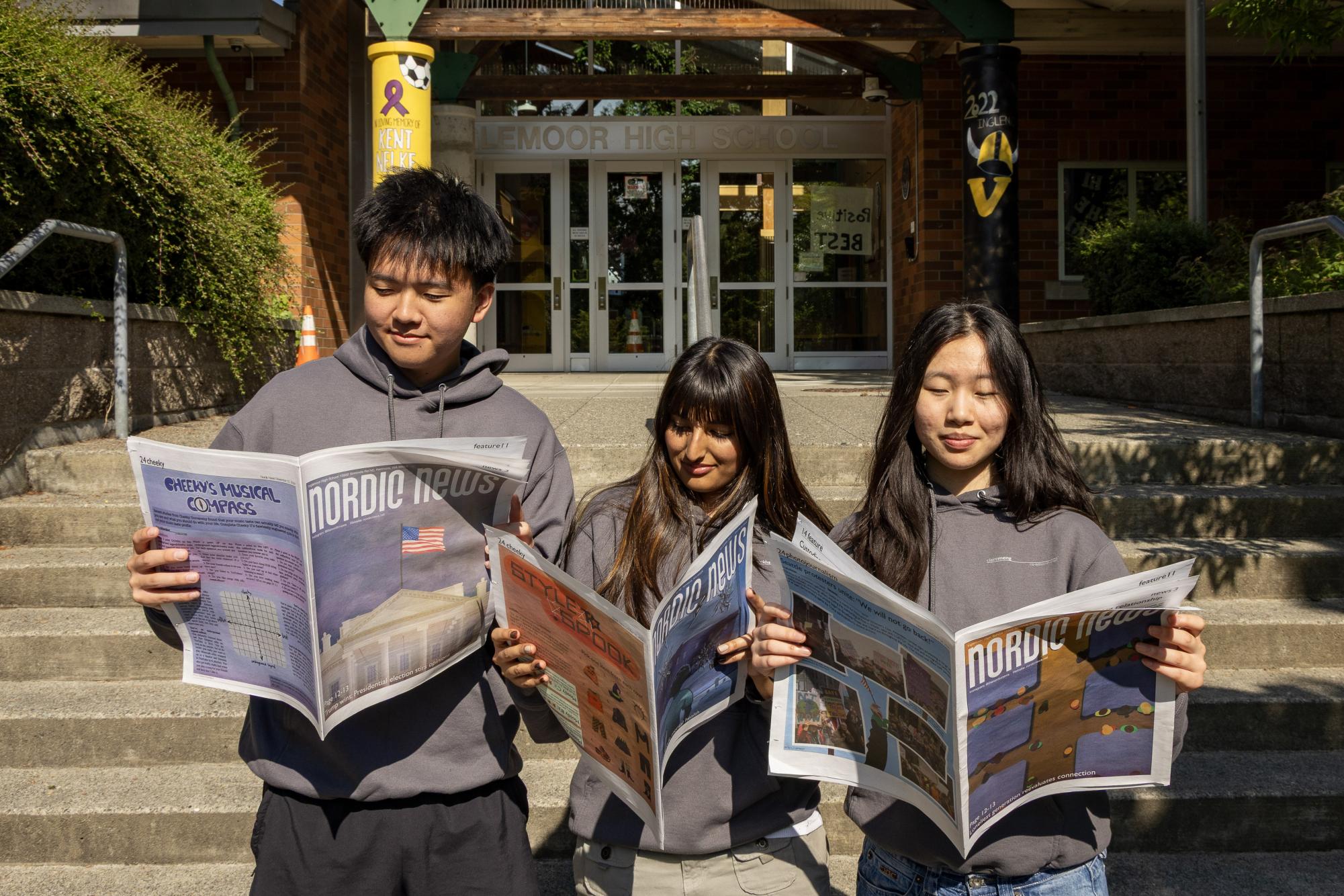 (left to right) Web Editor-in-Chief William He and Co Editors-in-Chief Shirene Khandpur and Claire Meng.
